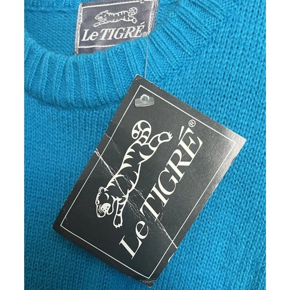 NWT! Vintage Le Tigre Men's L Pullover Sweater - Turquoise
